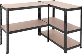 5-úrovňový úložný regál s nastaviteľnými policami, čierny