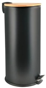 Spirella pedálový odpadkový kôš ADONIS matná čierna oceľ bambusové veko 30 L 10.21091