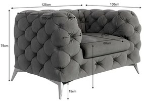 Sivé zamatové kreslo Chelsea – Ropez