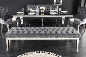 Dizajnová čalúnená lavička Luxury šedá zamat 165cm
