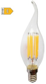 Diolamp LED Filament žiarovka číra Candle Flame C35 4W/230V/E14/4000K/490Lm/360°