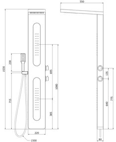 Mexen Mano, sprchový panel, čierna, 7609-02-70