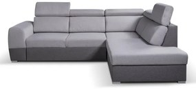 Rozkladacia rohová sedacia súprava MATRIX do L, šedá, pravá, s úložným priestoro