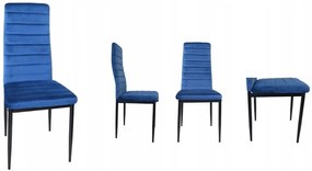 Sada 4 elegantných zamatových stoličiek v modrej farbe