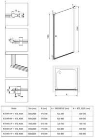 Deante Kerria Plus, 1-krídlové sprchové dvere 50x200 cm, 6mm číre sklo, chrómový profil, DEA-KTSW045P