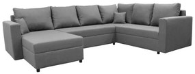 Univerzálna rozkladacia rohová sedacia súprava SEYA do tvaru U, sivá, s úložným priestorom