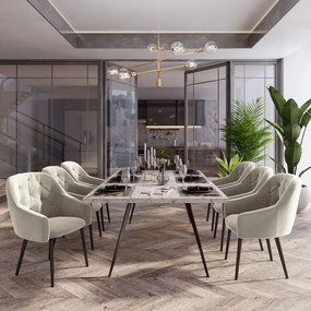 Béžová Zamatová stolička Luisa dĺžka 54 × šírka 50 × výška 80 cm MILO CASA