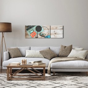 Obraz - Retro rádio (s hodinami) (90x30 cm)