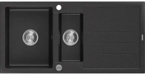 Mexen Andres - granitový drez 100,0x50,0cm, 1,5-komorový, čierna-strieborná, 6515101510-73