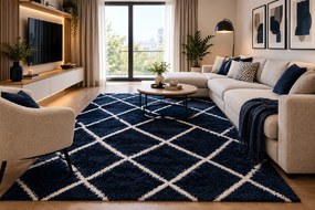 Koberec Boho 613 NAVY BLUE/CREAM rozmery koberec: 80x150 cm