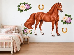 Ryzák s pivonkami realistické nálepky s koňom na stenu arch 46 x 34 cm
