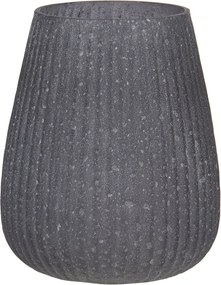 Šedý zaoblený sklenený svietnik varhany L - Ø 11 * 13 cm