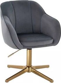 LuxuryForm DESIGN Stolička AVOLA VELUR na zlatom kríži - tmavosivá