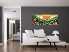 Obraz - Pestrofarebný západ slnka (120x50 cm)