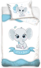 DETSKÉ BAVLNENÉ OBLIEČKY BABY ELEPHANT BLUE 100X135 CM, 1KS 40X60 CM VZOROVANÉ