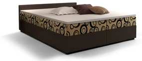 Manželská posteľ  Boxspring 140 cm Ceren (vzor + tmavohnedá) (s matracom a úložným priestorom). Vlastná spoľahlivá doprava až k Vám domov. 1046412