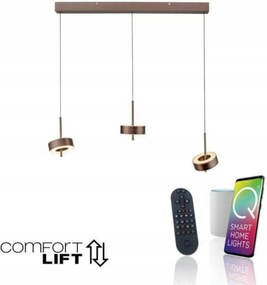 Paul Neuhaus Q-rotate závesné Led svietidlo 3 ramená, ZigBee, hnedé, Comfort