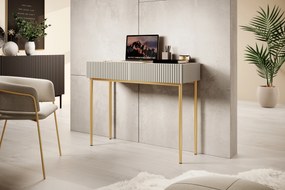 Moderný toaletný stolík Nicole - kašmírová / zlaté nožičky