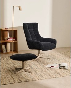 Tmavomodrá ženilková podnožka Teryl – Kave Home