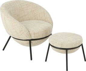 Béžové lounge kreslo s podnožkou Renon - 72*75*70 cm
