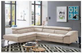Rozkladacia rohová sedacia súprava BRESCIA v tvare L, ľavé prevedenie, béžová