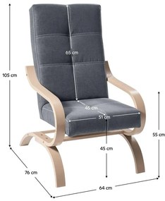 Relaxačné kreslo Gona (sivá + buk) . Vlastná spoľahlivá doprava až k Vám domov. 1096925