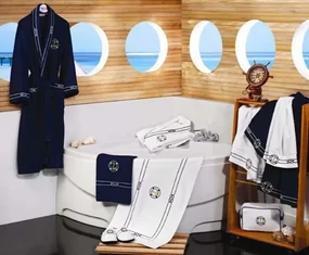 Soft Cotton Luxusný pánsky župan + uterák + papuče MARINE MAN v darčekovom balení