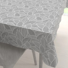 Biante Veľký dekoračný obdĺžnikový obrus Leona LN-169 Biele listy na sivom 160x200 cm