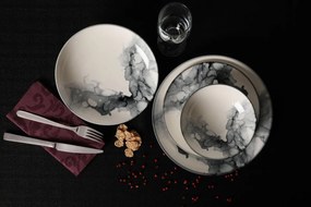 Porcelánová jídelní sada 24 ks talířů Shadow bílá/černá