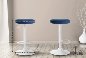 Barová stolička Ponte - zamat, biely rám - Modrá