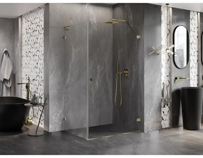 Mexen Lunar-B L, 1-krídlový sprchový kút, pravý, 100 x 90 cm, 8mm číre sklo, zlatý lesklý profil, 832L-100-090-50-00-P