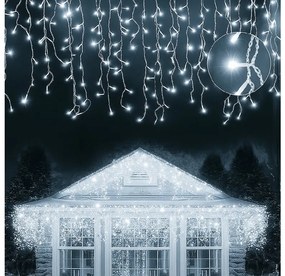 Vianočné svetielka LED záclona FLASH studená biela 500 LED