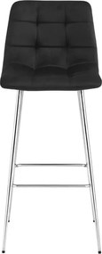 Barová stolička ARCETO zamatová, čierna / strieborná