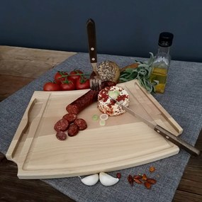 AMADEA Drevená doštička na steak s príborom, masívne drevo, rozmer 36x22x2 cm