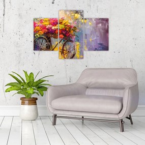 Obraz - Bicykel s kvetmi (90x60 cm)