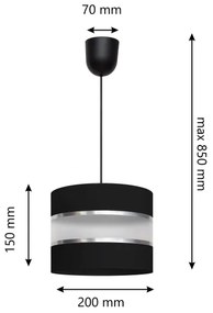 Luster na lanku HELEN 1xE27/15W/230V čierna