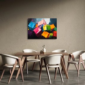 Sklenený obraz - Farebné kocky (70x50 cm)