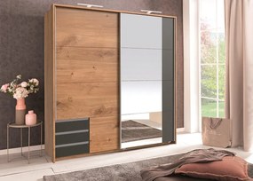 Šatníková skriňa Emden,179 cm, doskový dub/grafit