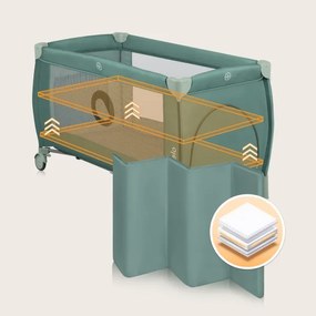 Lionelo - Cestovná postieľka STEFI PLUS Olivovo zelená