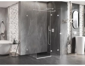 Mexen Lunar T, výklopný sprchový kút pravý 130 x 120 cm, 8mm číre sklo, biely profil, 834T-130-120-20-00-P