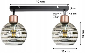 BERGE Sklenená LED závesná lampa Beam 2xE27 - okrúhle horizontálne pruhy