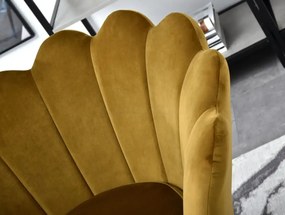 Jedálenská stolička SHELL zlatá + čierne nožičky