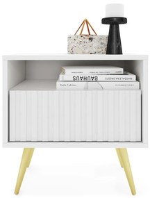 Nočný stolík Biel B3  (biela + zlatá). Vlastná spoľahlivá doprava až k Vám domov. 1098855