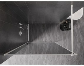 Mexen Kioto-F, sprchová zástena s rámom 120 x 202 cm, 8 mm šedé sklo, biely profil, 800-120-104-20-40