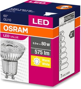 LED žiarovka GU10 6,9W = 80W 575lm 3000K Warm 60° OSRAM Value