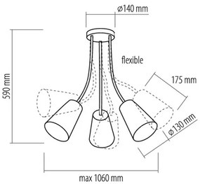 luster na tyči WIRE COLOUR 3xE27/60W/230V
