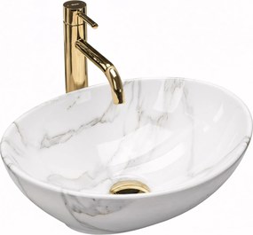 Rea Sofia Aiax Marmur umývadlo, 41 x 35 cm, biela - imitácia kameňa, REA-U6597