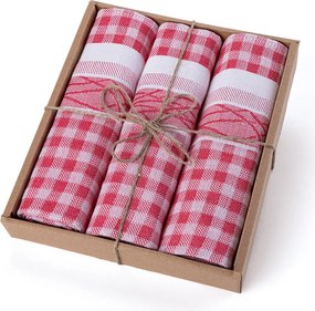 Bavlnené žakárové utierky červené 50 x 70 cm 3 ks