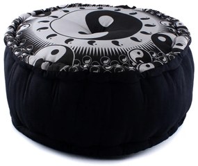 Dini Meditačná taburetka, JIN - JANG, okrúhla, biela/čierna