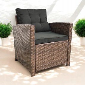 Set dvoch záhradných kresiel z technoratanu SFS020-SC - hnedé + sivé vankúše